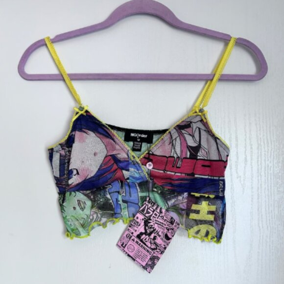 NGOrder Mesh Anime Print Cropped Cami Top - Dolls Kill - Picture 1 of 3